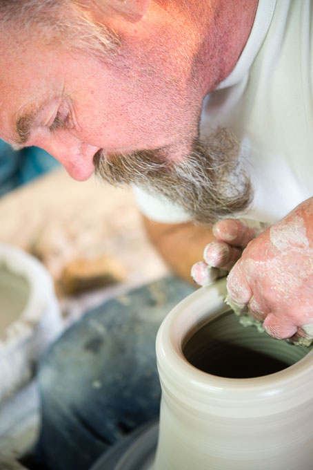 Nic Collins and Sabine Nemet in their pottery 2016